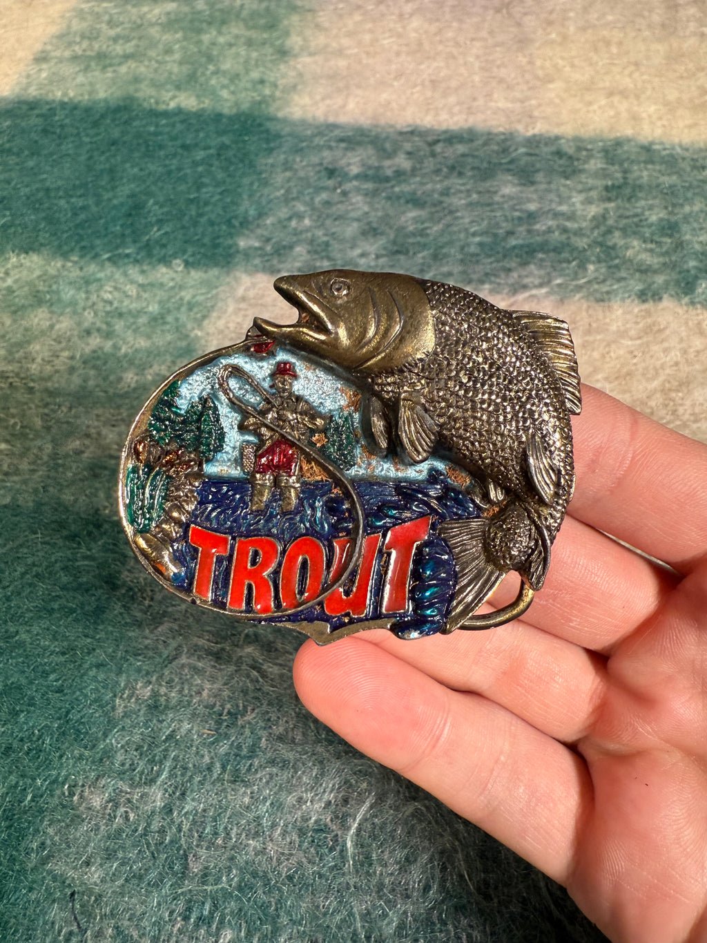 Vintage 1982 Trout Fishing Belt Buckle