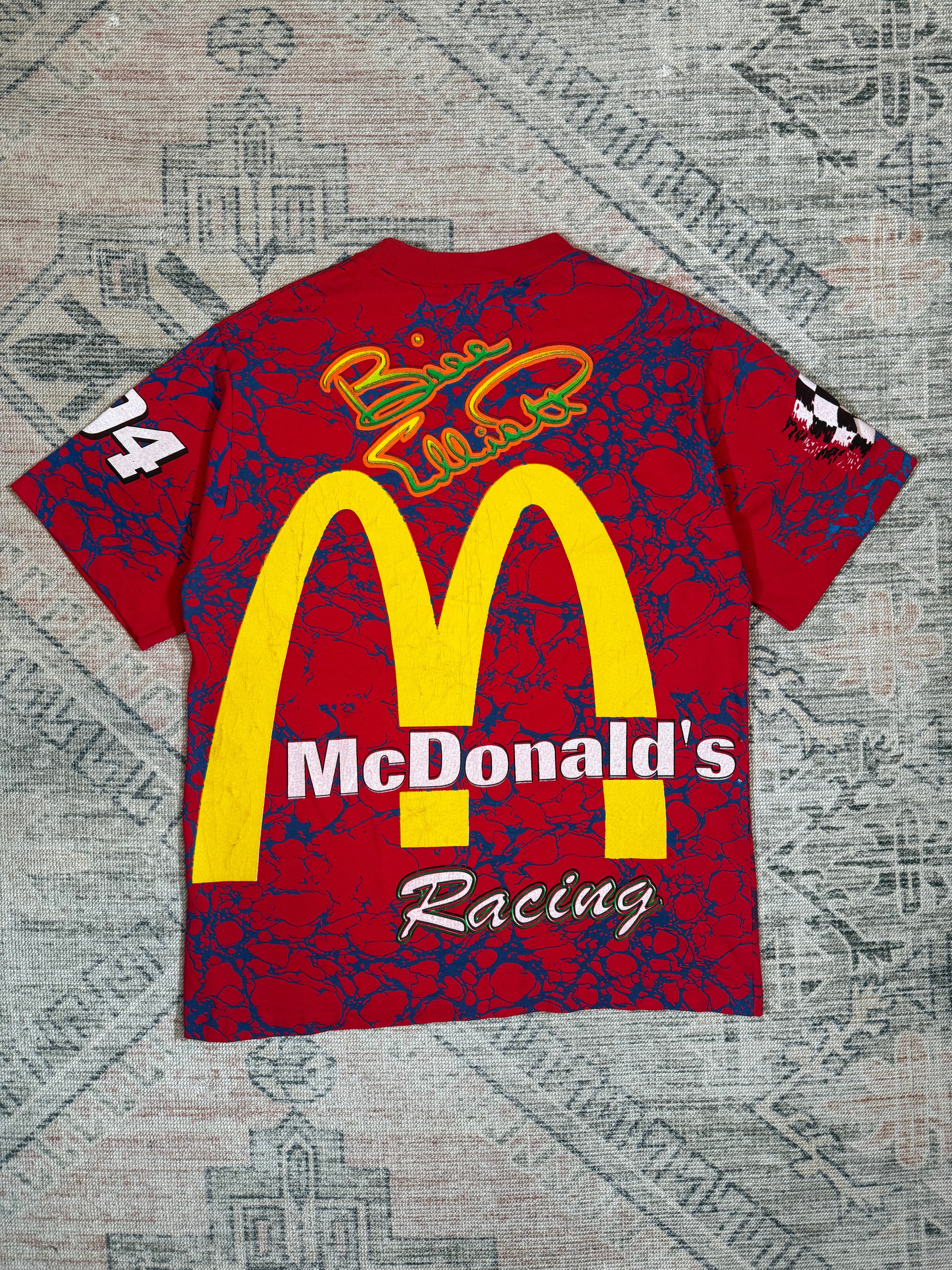 Vintage NASCAR McDonalds All Over Print Shirt (XL)