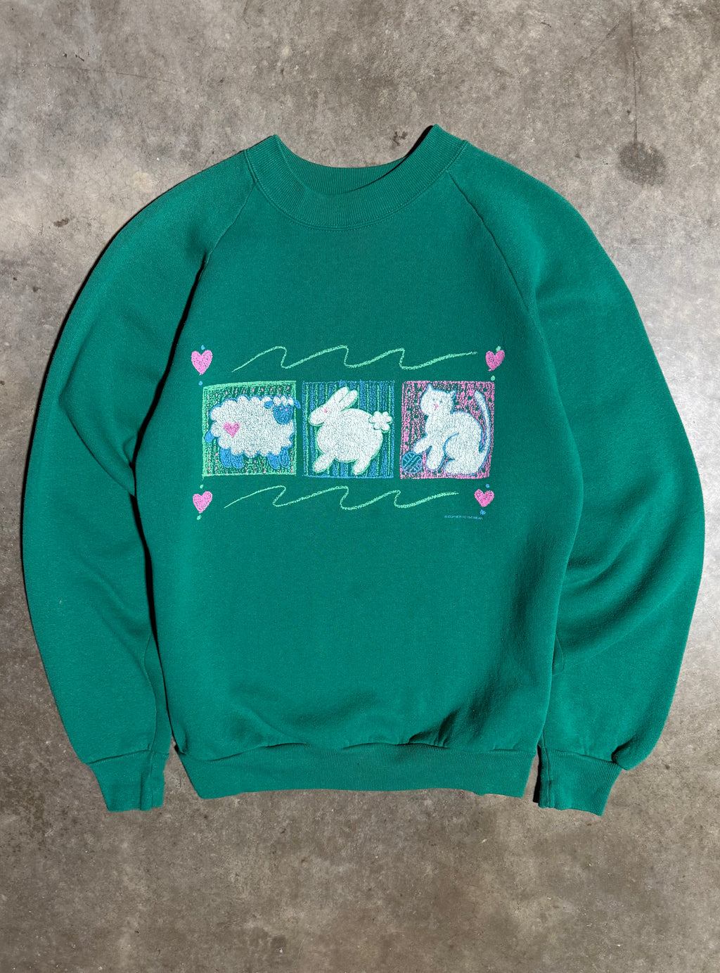 Vintage 80s Sheep Bunny and Cat Crewneck (M)