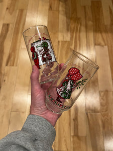 Lot of 2 Vintage 70s Coca-Cola Christmas Glasses