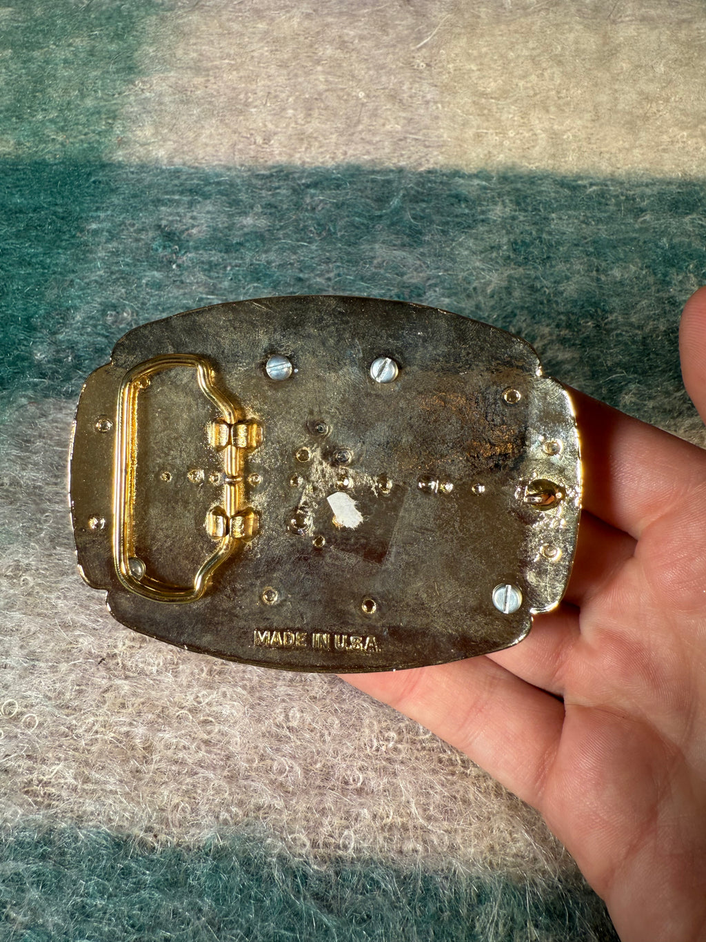 Vintage Jesus and Virgin Mary Photo Belt Buckle