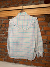 Load image into Gallery viewer, Vintage Karman Pink and Blue Western Pearl Snap Shirt (WM)
