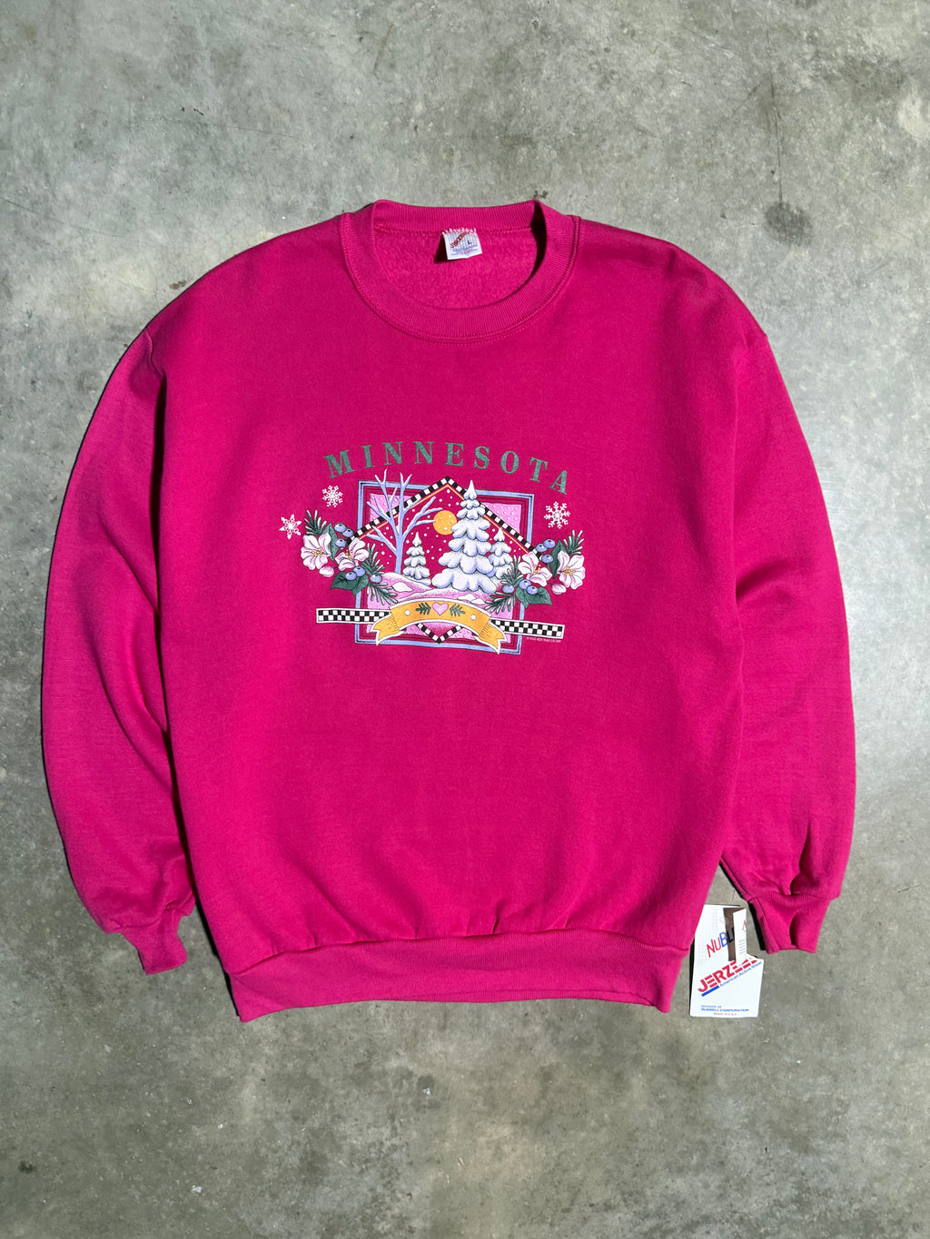 Vintage 90s Unworn Snowy Minnesota Pink Crewneck(L)
