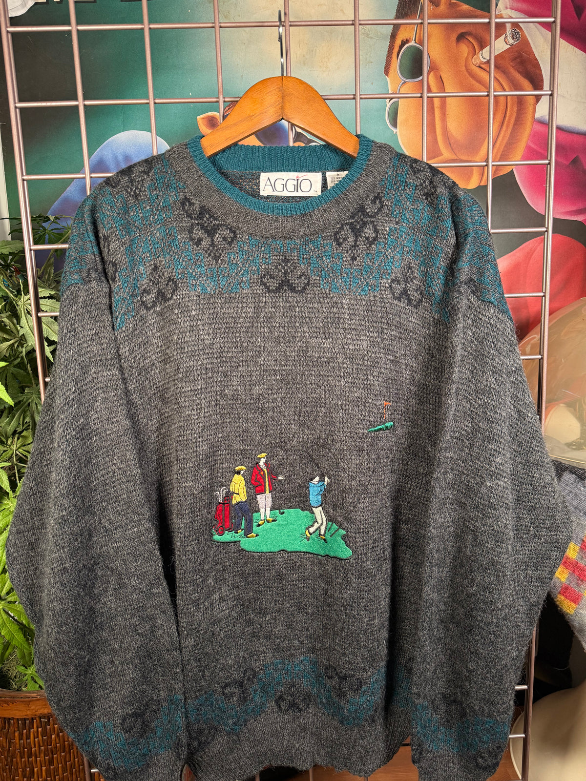 Vintage Aggio Stitched Golf Sweater (M)