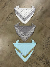 Load image into Gallery viewer, Lot of 3 Vintage Bandanas - White Grey and Blue
