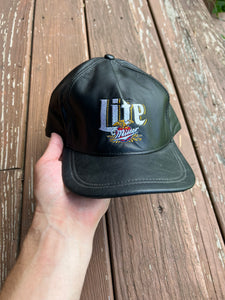Vintage Leather Miller Lite SnapBack Hat