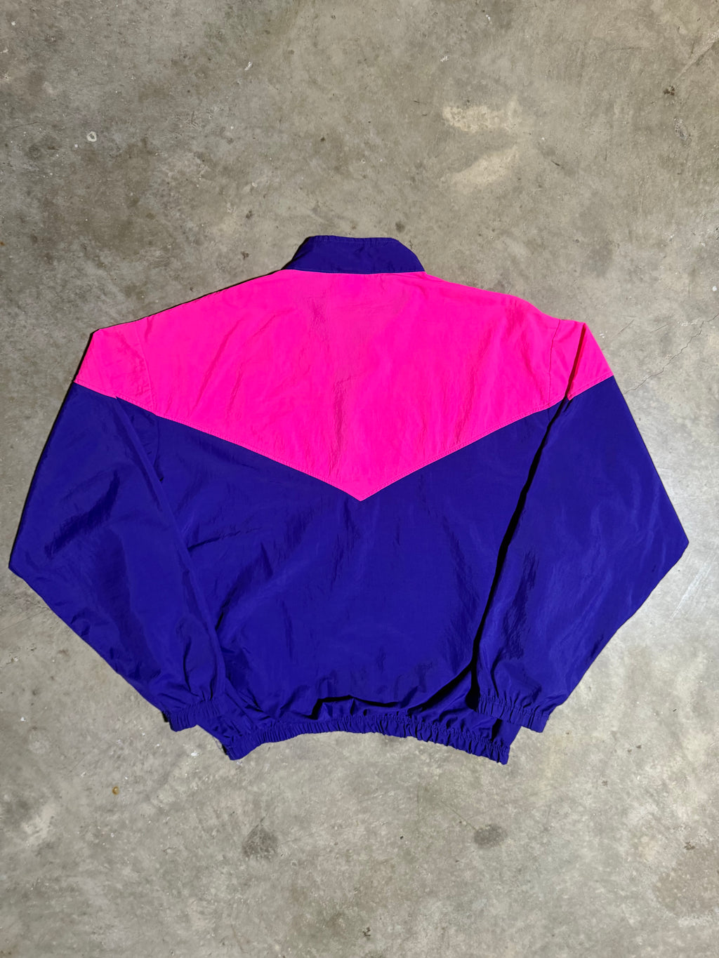 Vintage Surf Style Pink and Purple Windbreaker (XL)