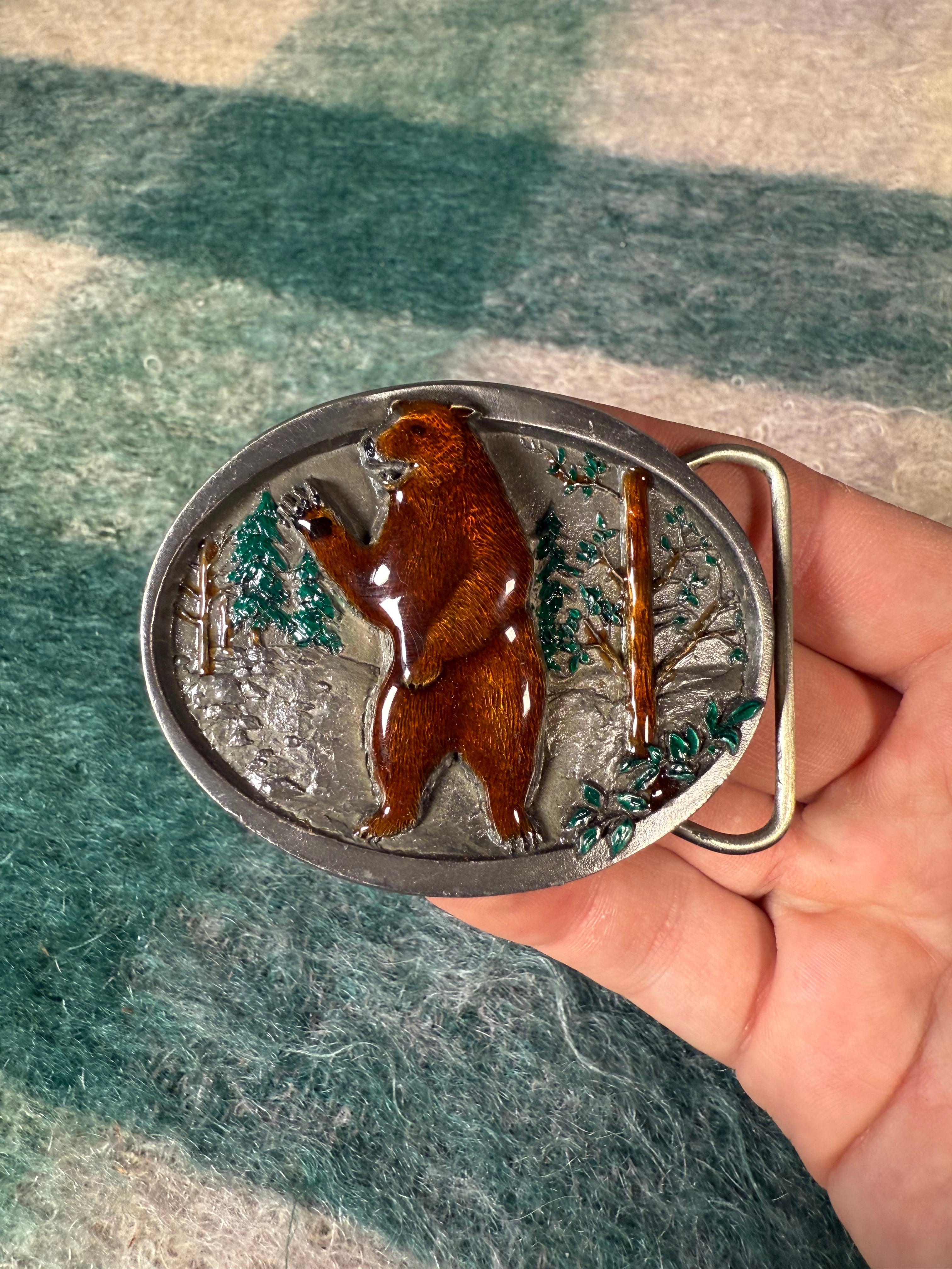Vintage Multicolor Bear Belt Buckle