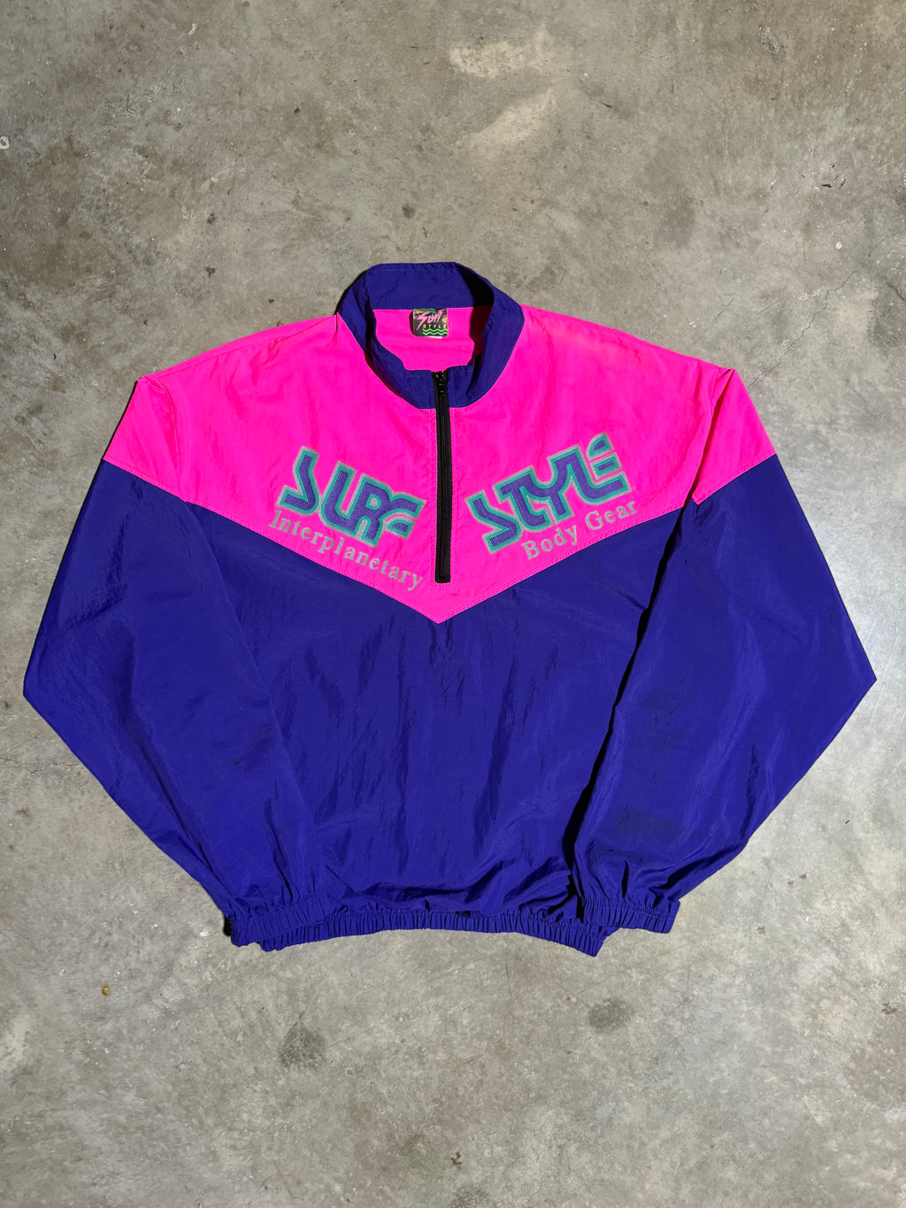 Vintage Surf Style Pink and Purple Windbreaker (XL)