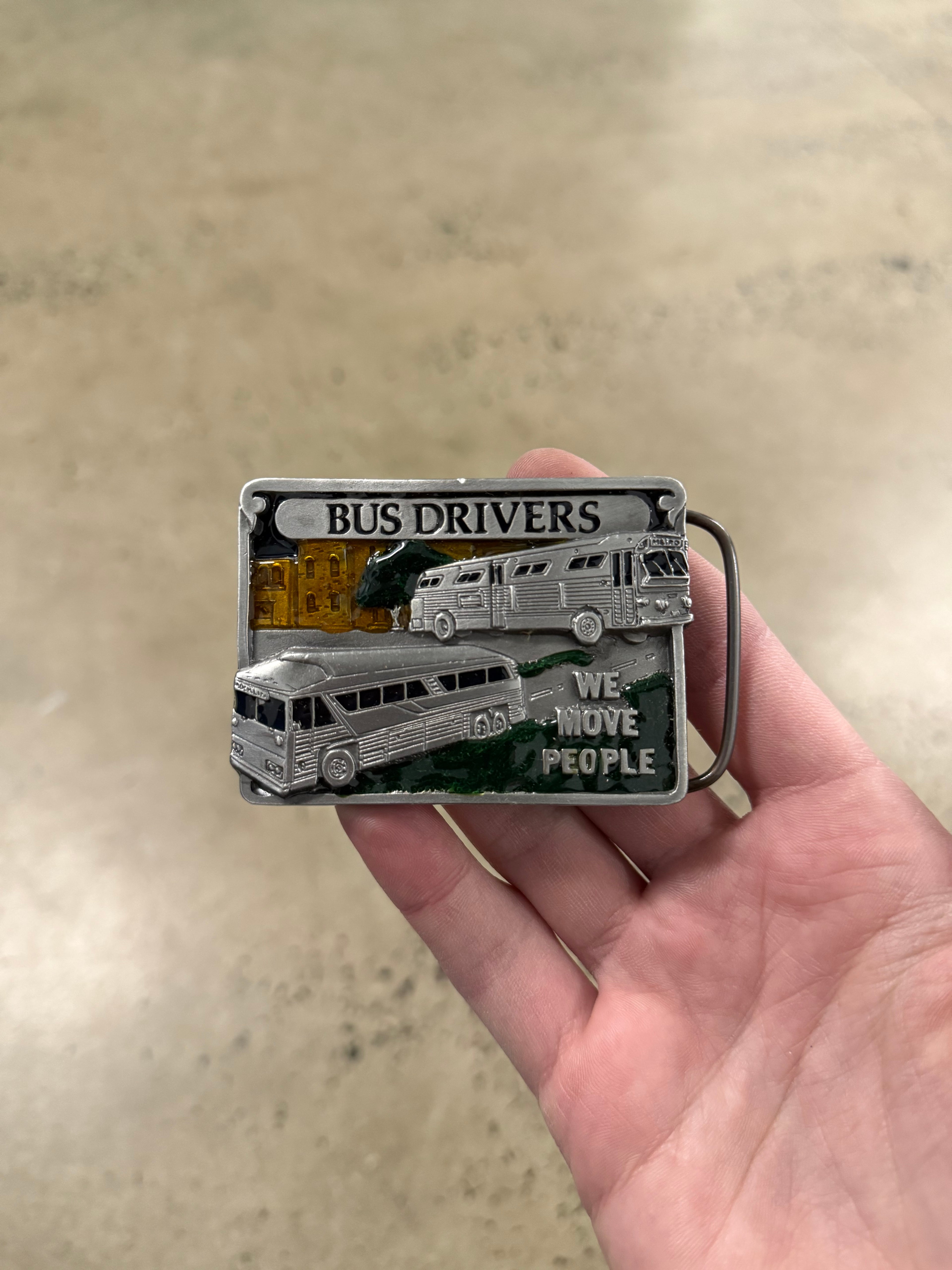 Vintage Bus Drivers We Move People Belt Buckle