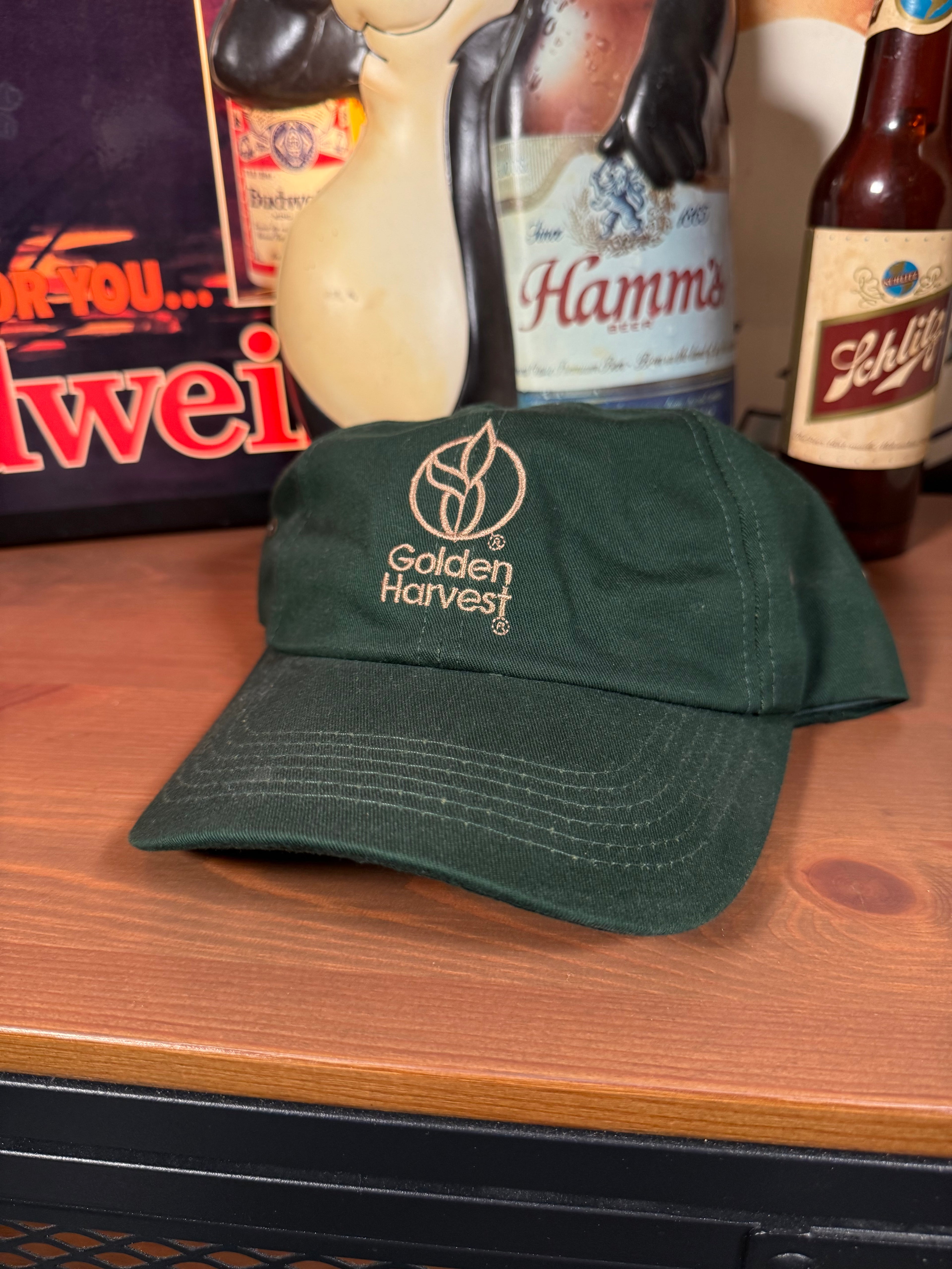 2000s Green Golden Harvest Seed Strapback Hat