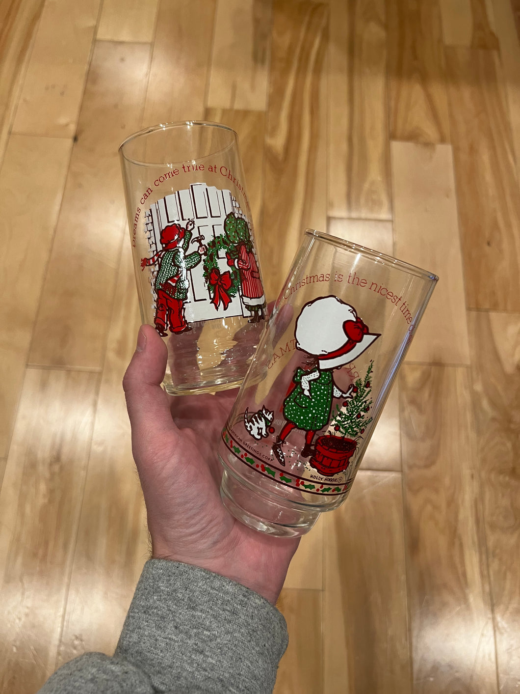 Lot of 2 Vintage 70s Coca Cola Christmas Glasses