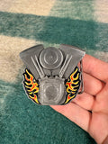 2000s Flaming Motorcycle Engine Belt Buckle
