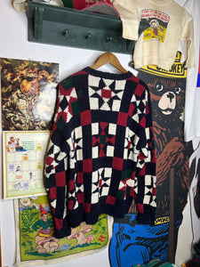 Vintage New River Quilt Pattern Sweater (M)