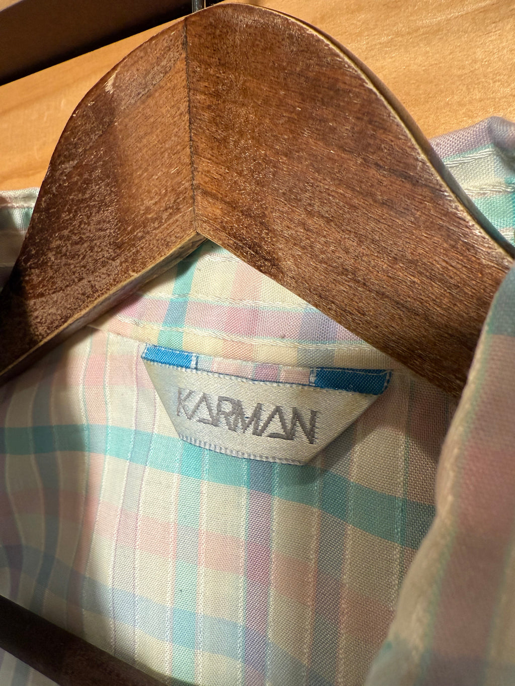 Vintage Karman Pink and Blue Western Pearl Snap Shirt (WM)