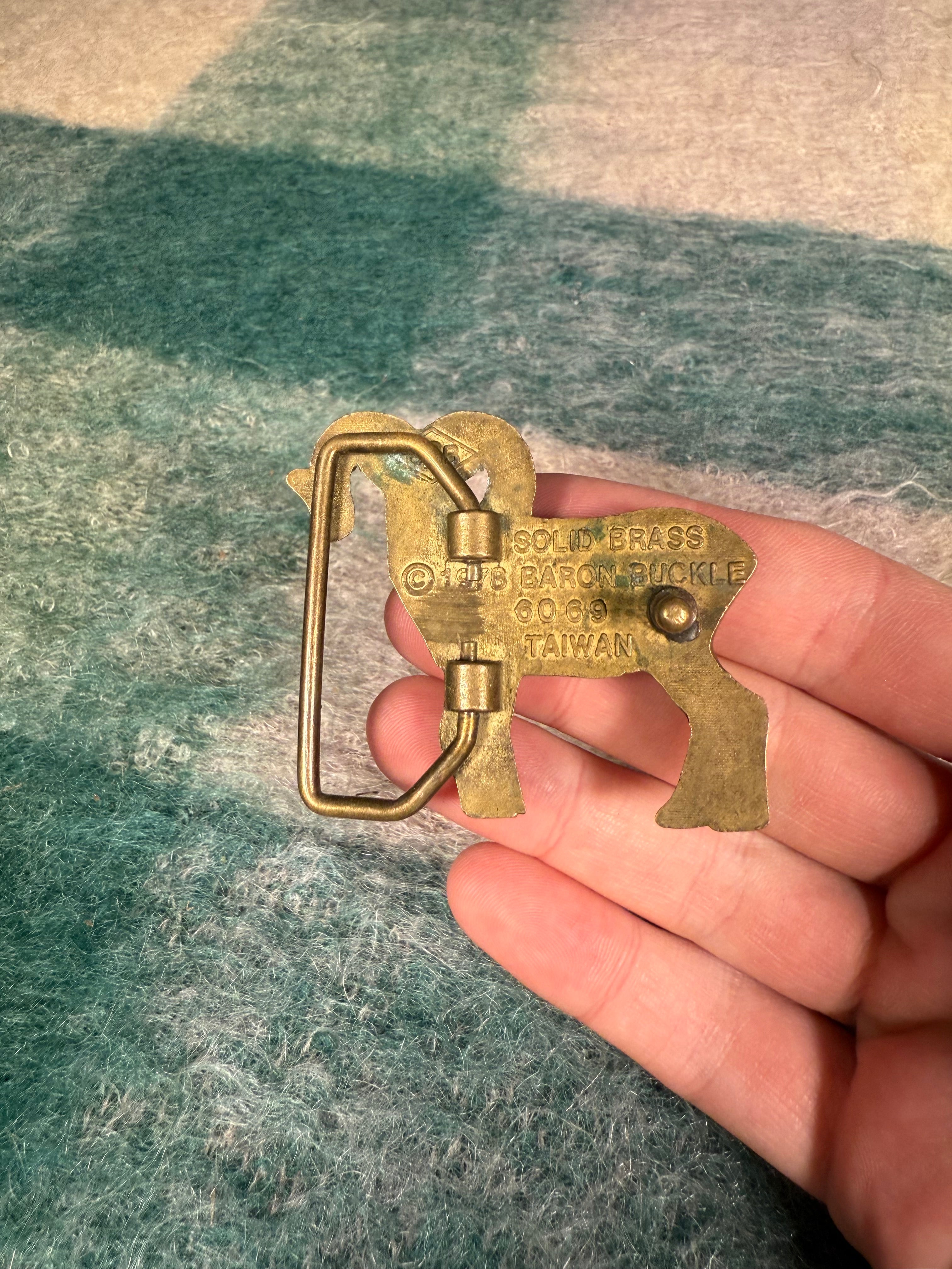Vintage Brass Ram Belt Buckle
