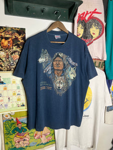 Vintage 90s Native American and Wolves Tee (XXL)