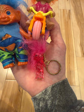 Load image into Gallery viewer, Lot of 3 Vintage Trolls - 1 Keychain, 1 Ornament and 1 Toy
