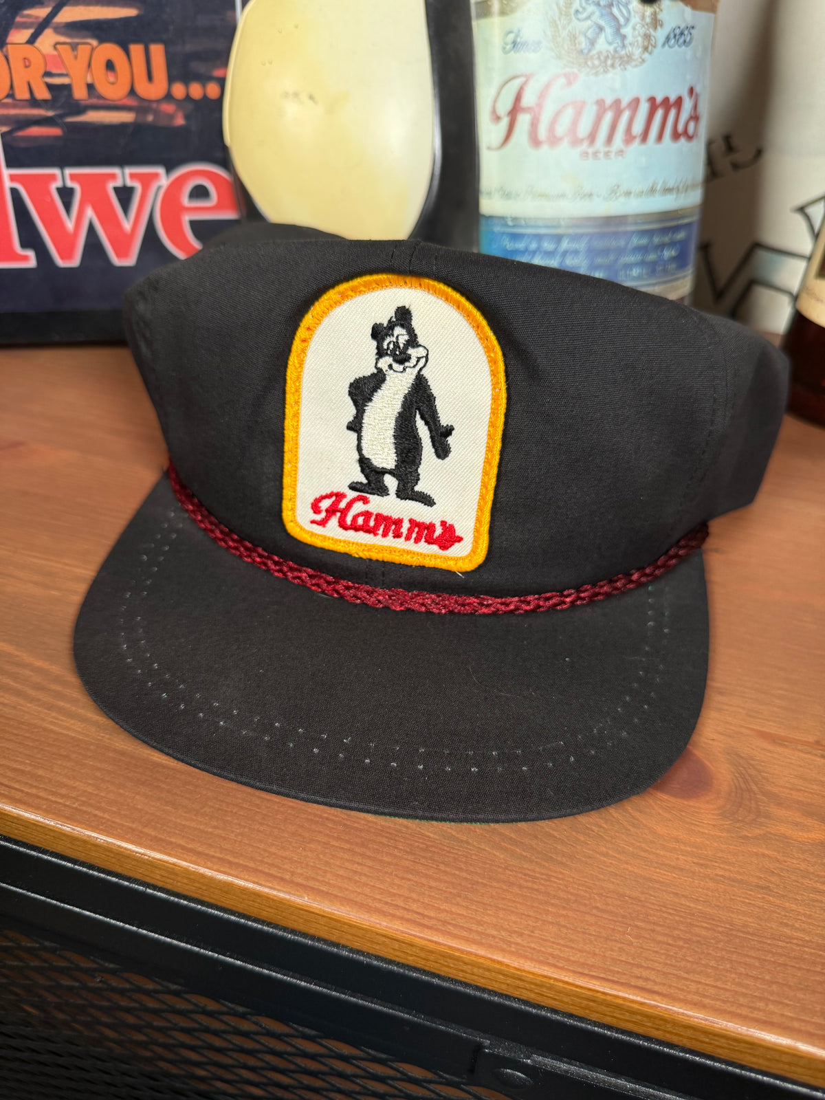 Vintage Hamms Patch Leather Strap Hat