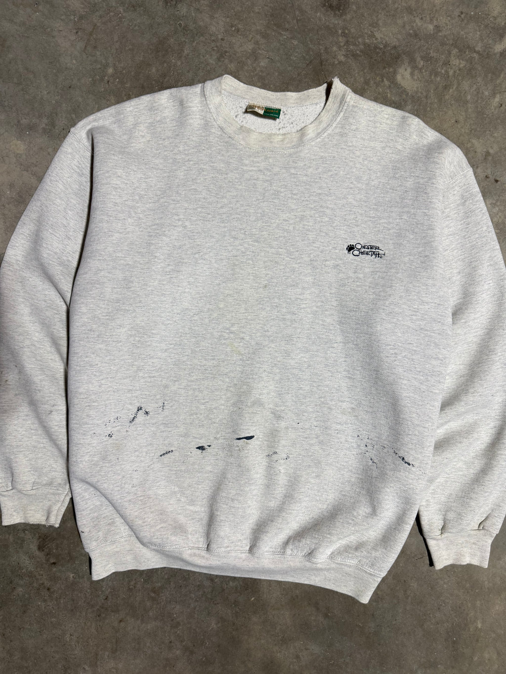Vintage 90s Chester Cheetah Embroidered Distressed Crewneck (XL)