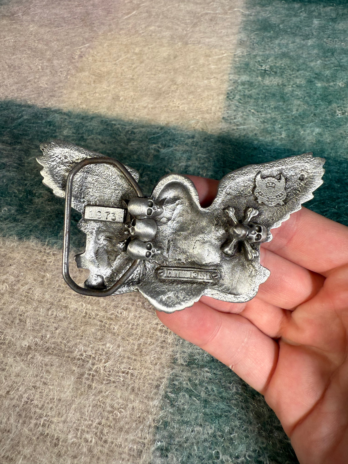 Vintage Bad to the Bone Eagle and Skulls Belt Buckle