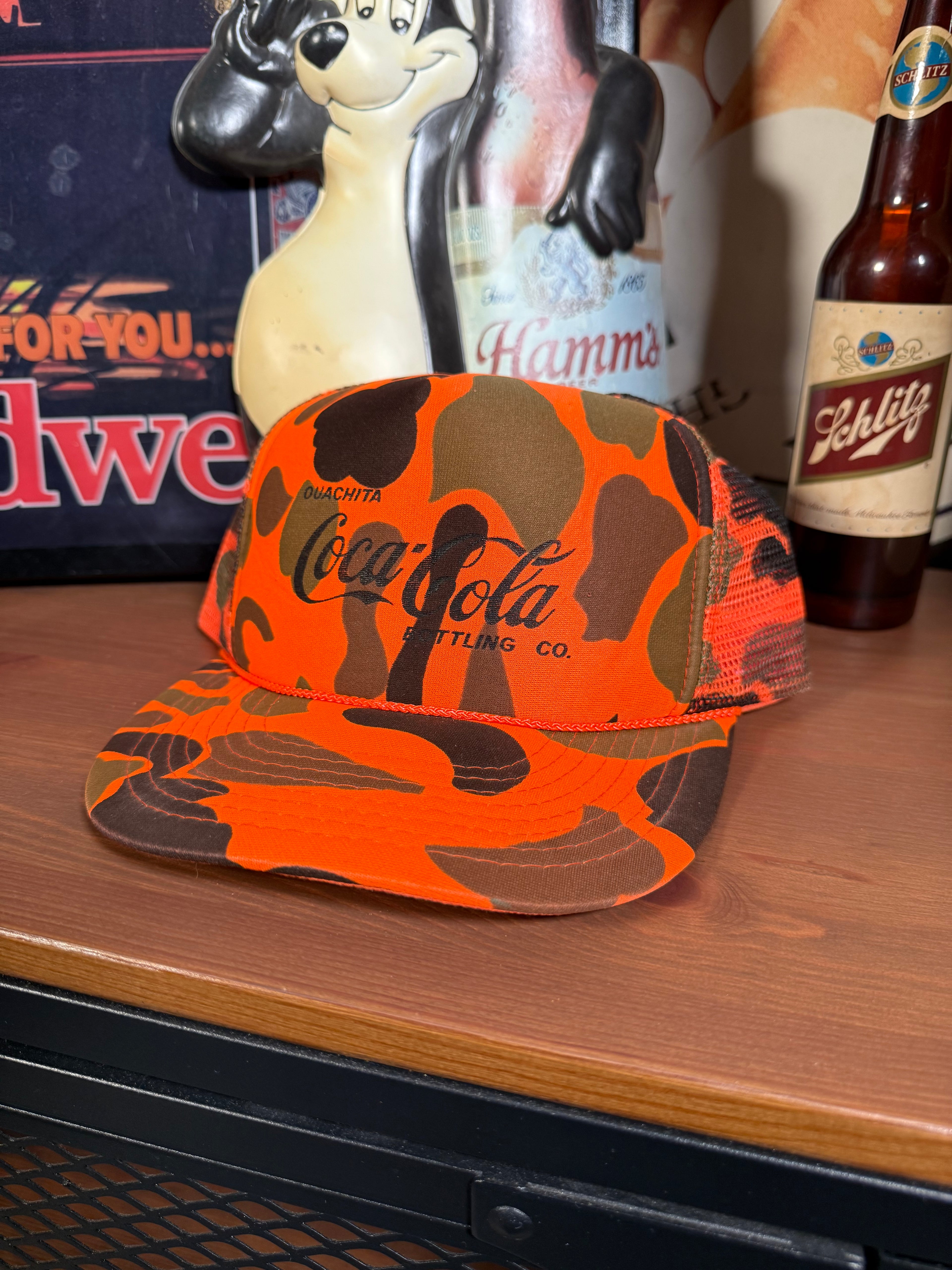 Vintage Coca Cola Orange Camo Trucker Hat