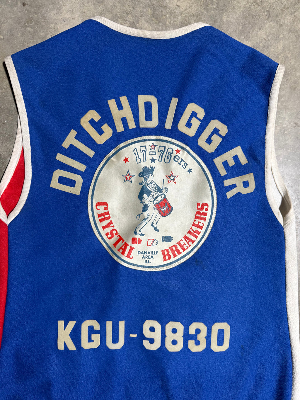 Vintage 70s 1776ers Ditchdigger Red White & Blue Patch Vest (M)
