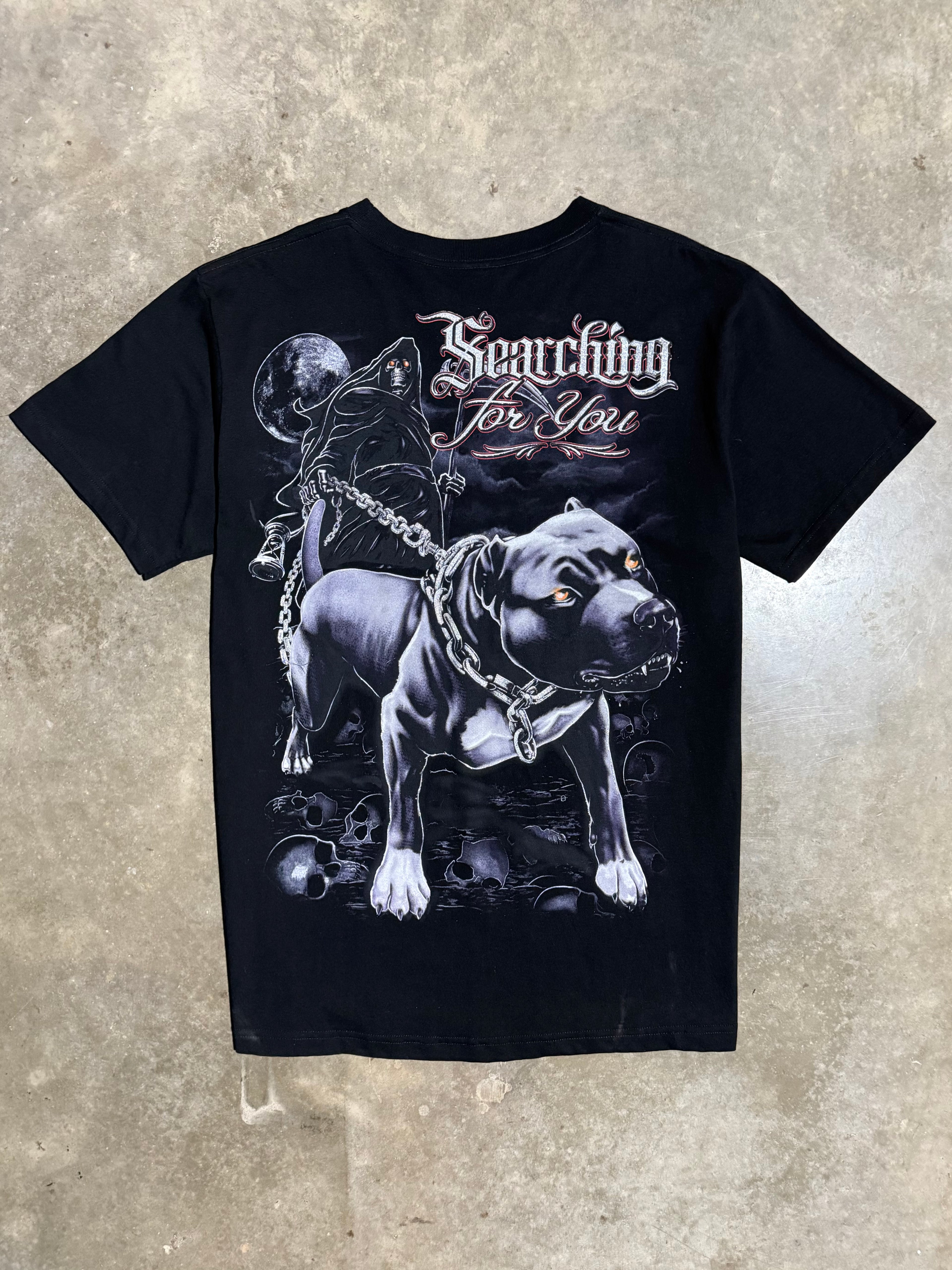 Vintage Y2K Searching For You Grim Reaper Dog T-Shirt (XL)