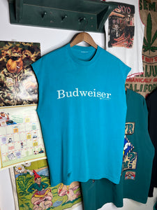 Vintage 1993 Budweiser Blue Cutoff Shirt (L/XL)