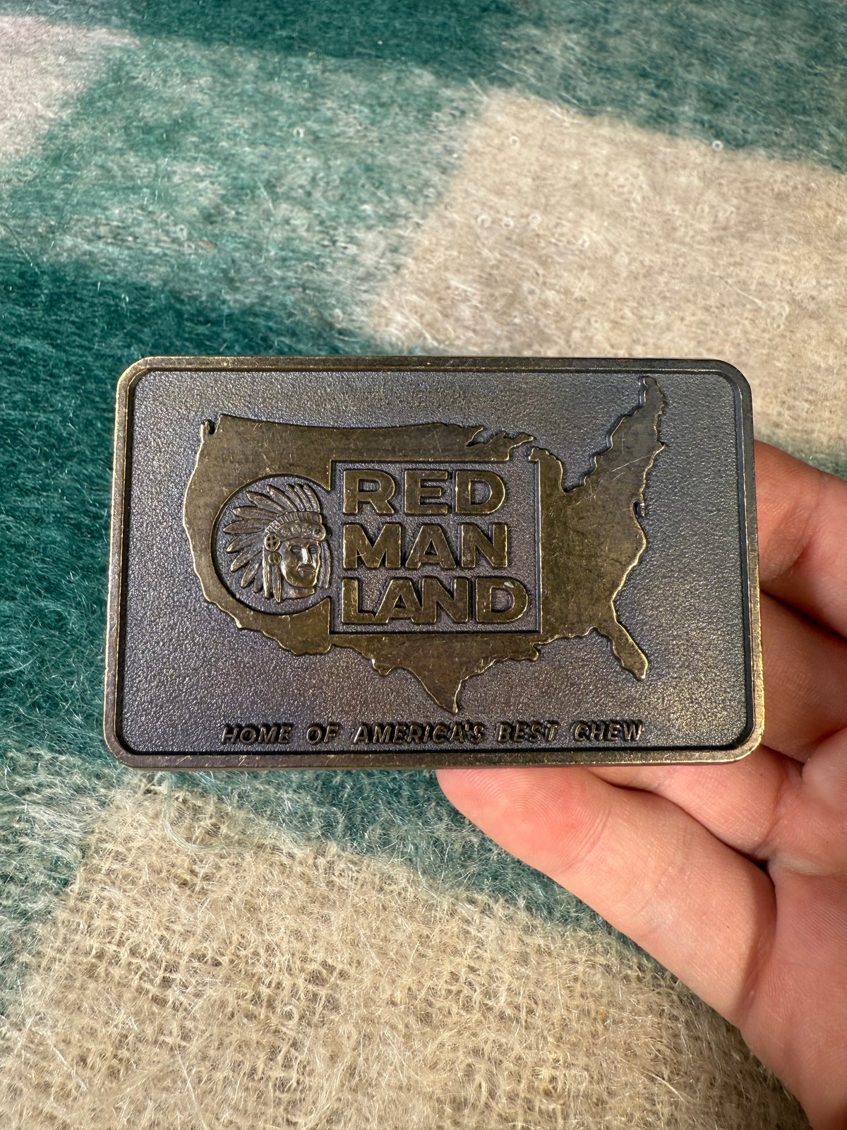 Vintage Red Man Land Chewing Tobacco Belt Buckle
