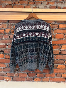 Vintage Impact Pattern Cardigan Sweater (S)