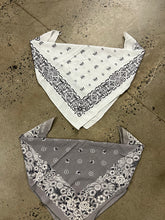 Load image into Gallery viewer, Lot of 3 Vintage Bandanas - White Grey and Blue
