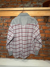 Load image into Gallery viewer, Vintage Wrangler Gray and Red Pearl Snap Shirt (XL)
