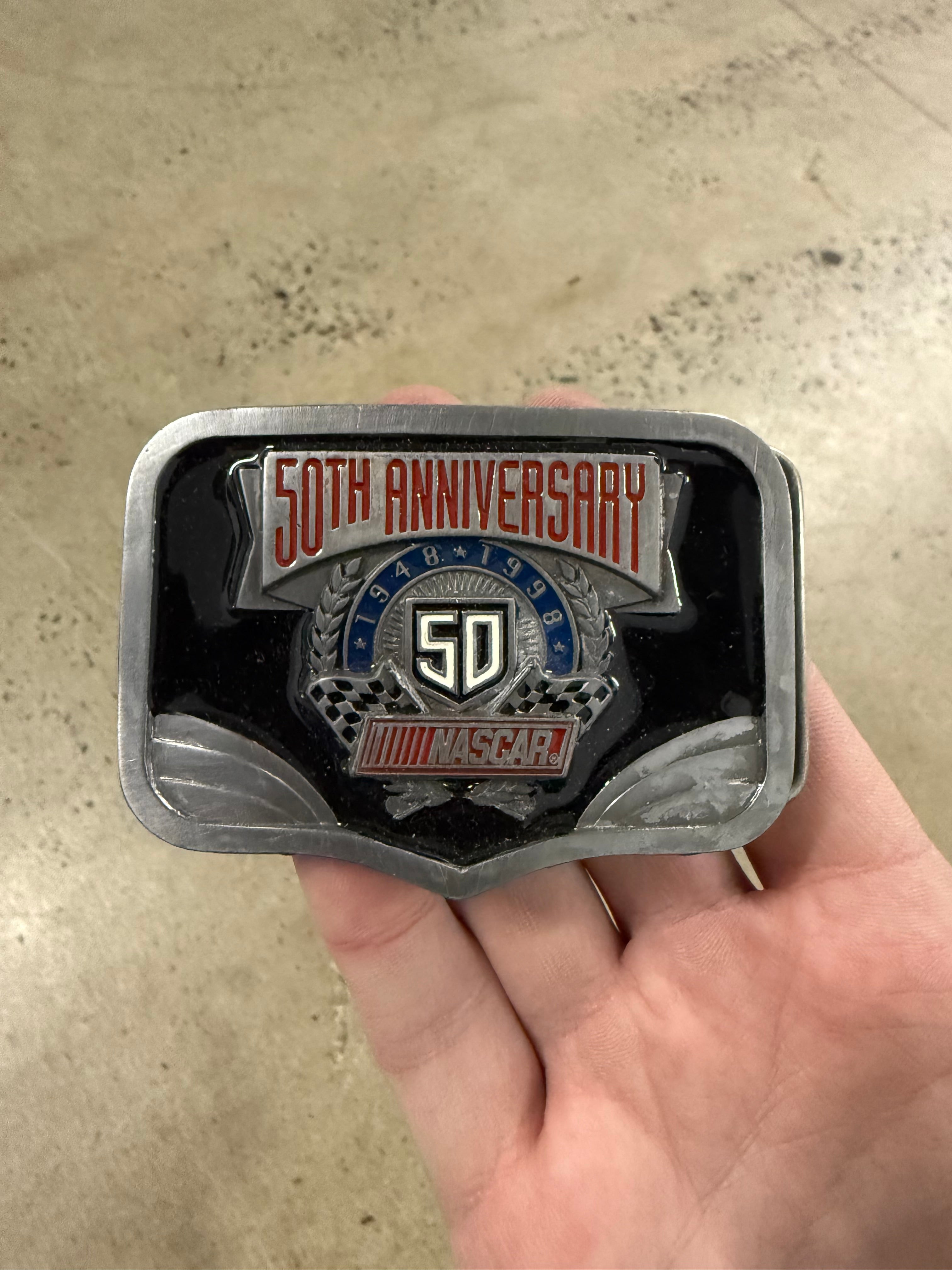 Vintage 1998 Nascar 50th Anniversary Belt Buckle