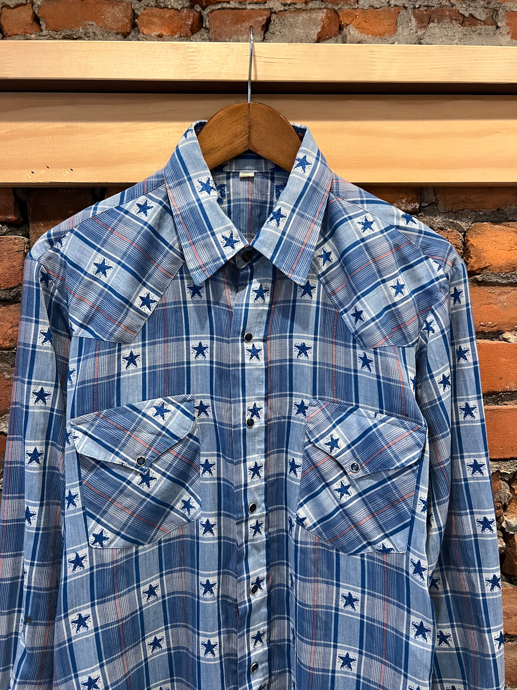 Vintage 90s Blue Western Star Shirt (M)