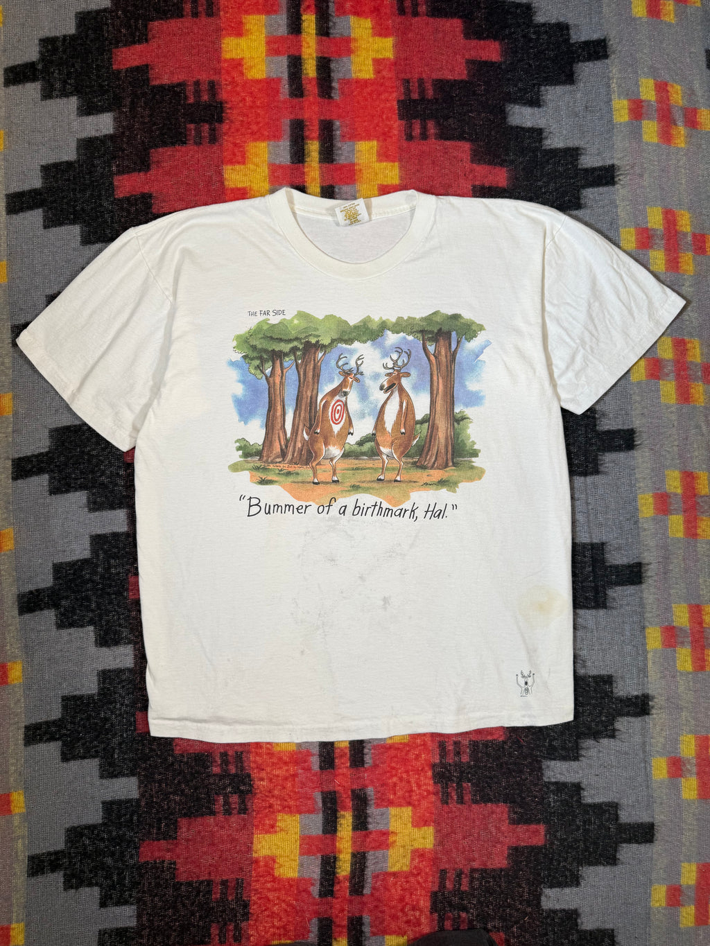 Vintage Distressed The Far Side Deer Birth Mark Shirt (2XL)