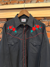 Load image into Gallery viewer, Vintage ELY Diamond Embroidered Rose Pearl Snap Shirt (XL)
