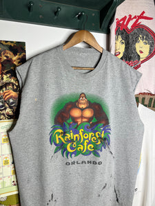Vintage 90s Rainforest Cafe Cutoff Shirt (2XL)