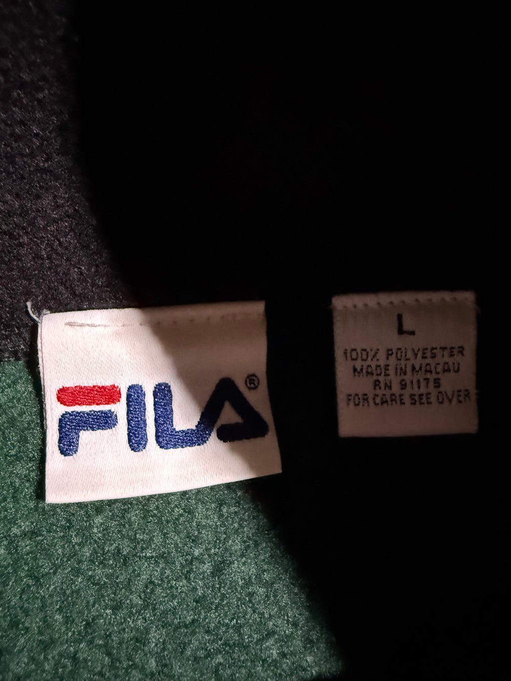 Vintage Fila Green Fleece Pullover (L)