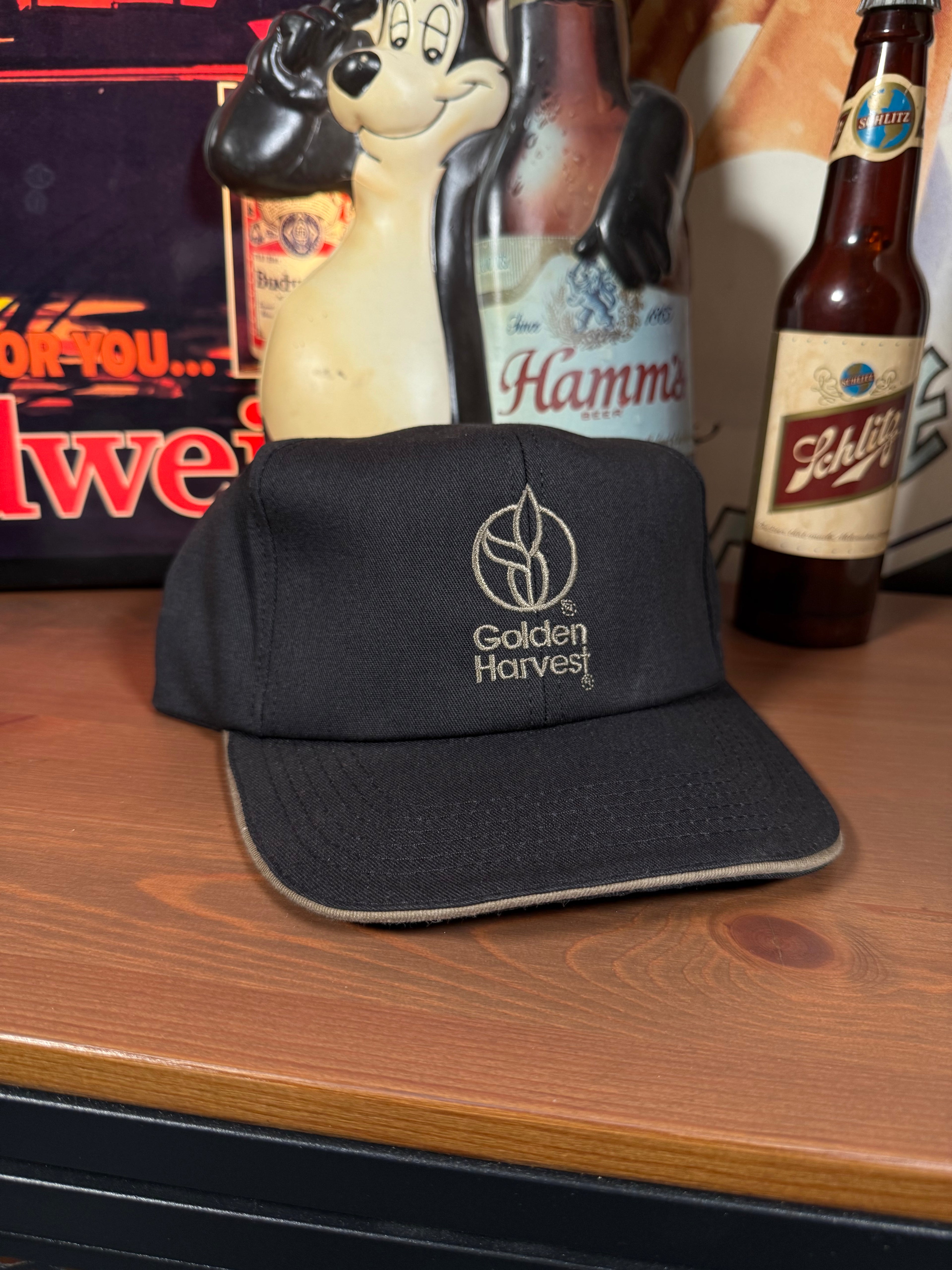 Vintage Golden Harvest Seed Black Snapback Hat
