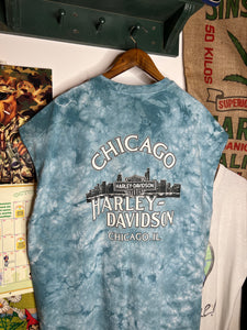Vintage Harley Davidson Chicago Tie Dye Cutoff Shirt (XXL)