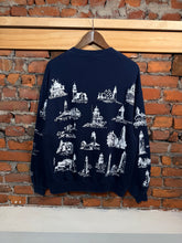 Load image into Gallery viewer, Vintage All Over Print Lighthouse Crewneck (L)
