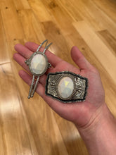 Load image into Gallery viewer, Vintage White Crystal Belt Buckle + Bolo Tie Combo
