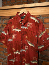 Load image into Gallery viewer, Red Head All Over Fish Button Down Shirt (L)

