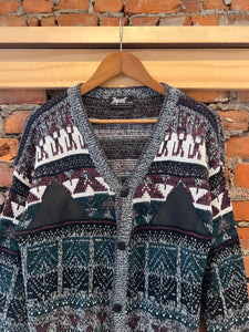 Vintage Impact Pattern Cardigan Sweater (S)