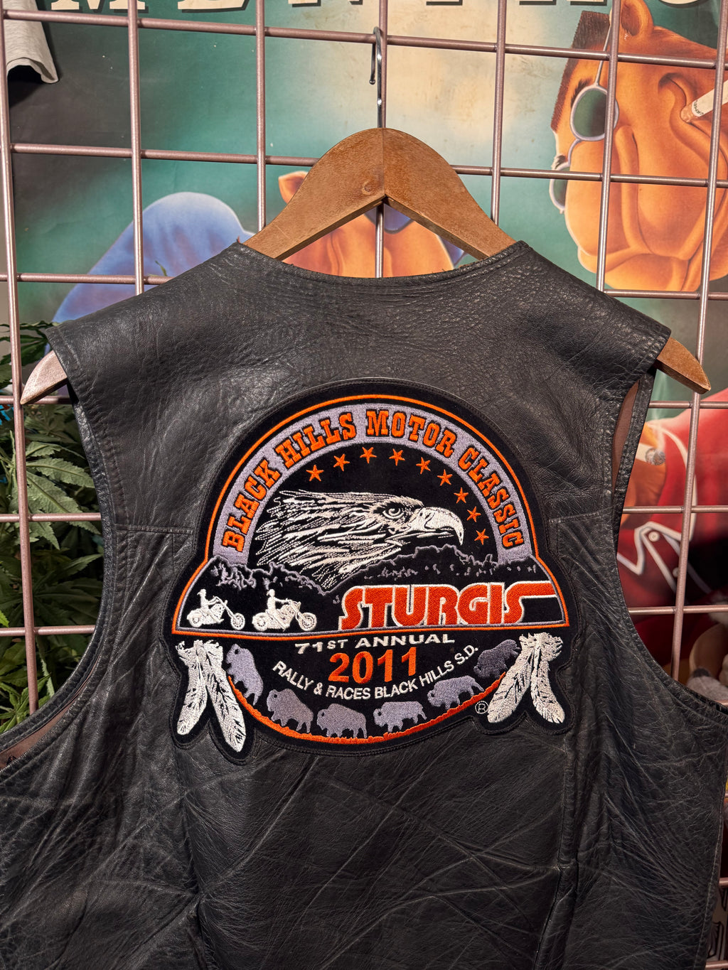 Vintage Leather Biker Vest With Patches and Pins (M)