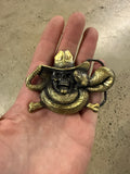 Vintage Snake Biting Skull Belt Buckle