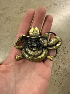 Vintage Snake Biting Skull Belt Buckle