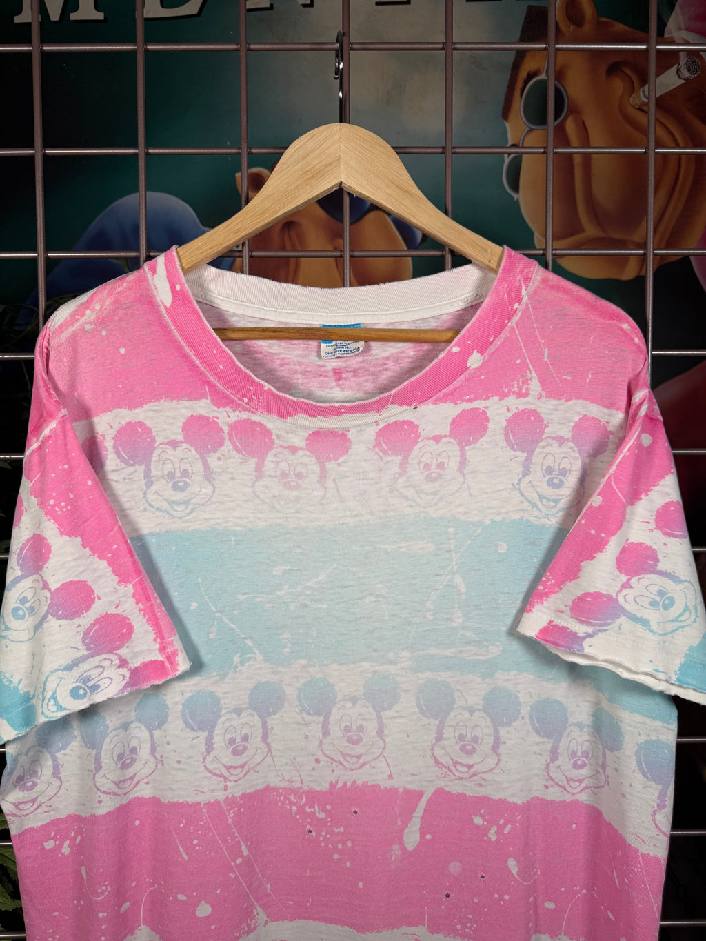 Vintage Distressed Mickey Mouse All Over Print Shirt (XL)