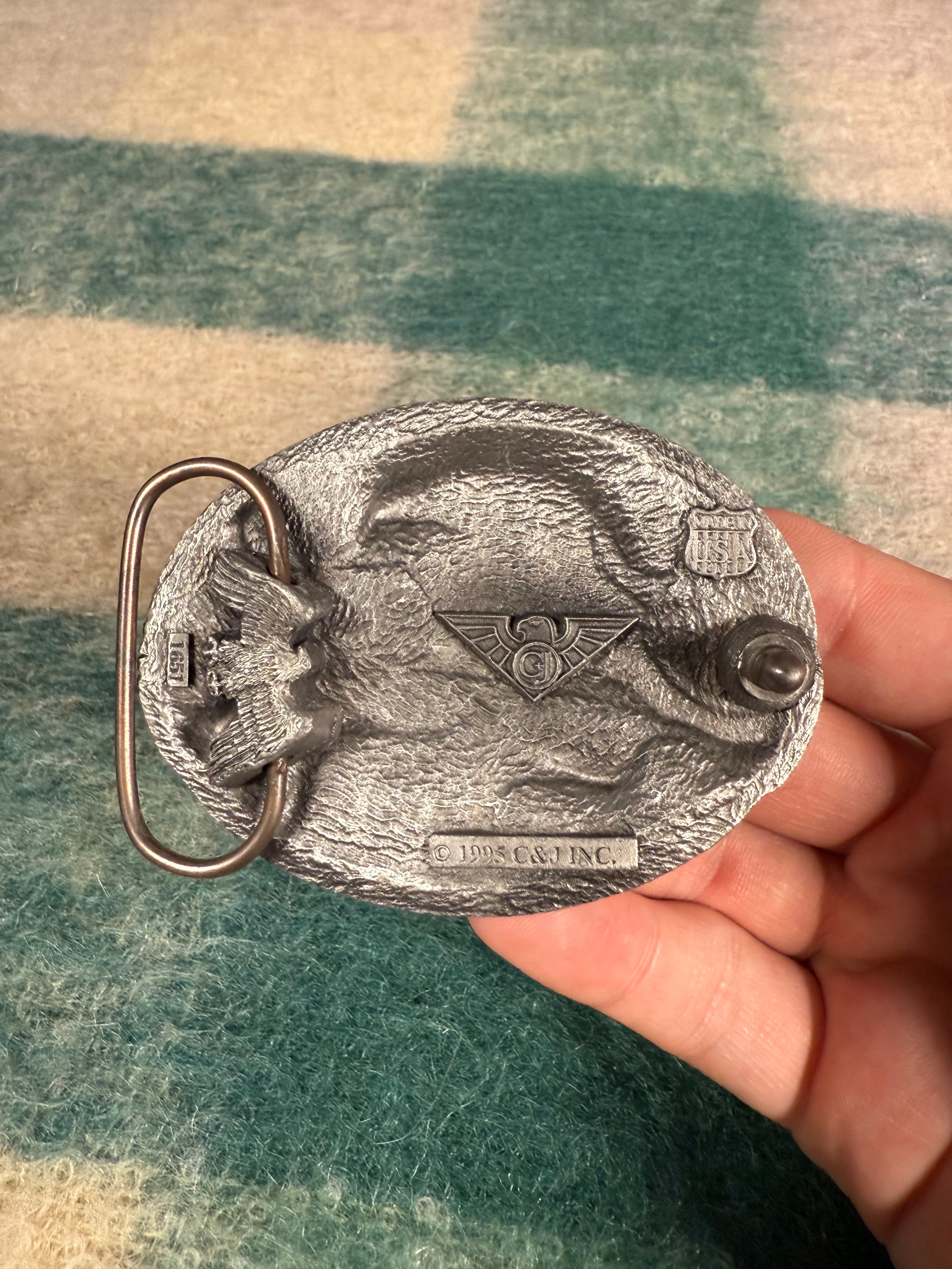 Vintage 1995 USA Land of the Free Belt Buckle